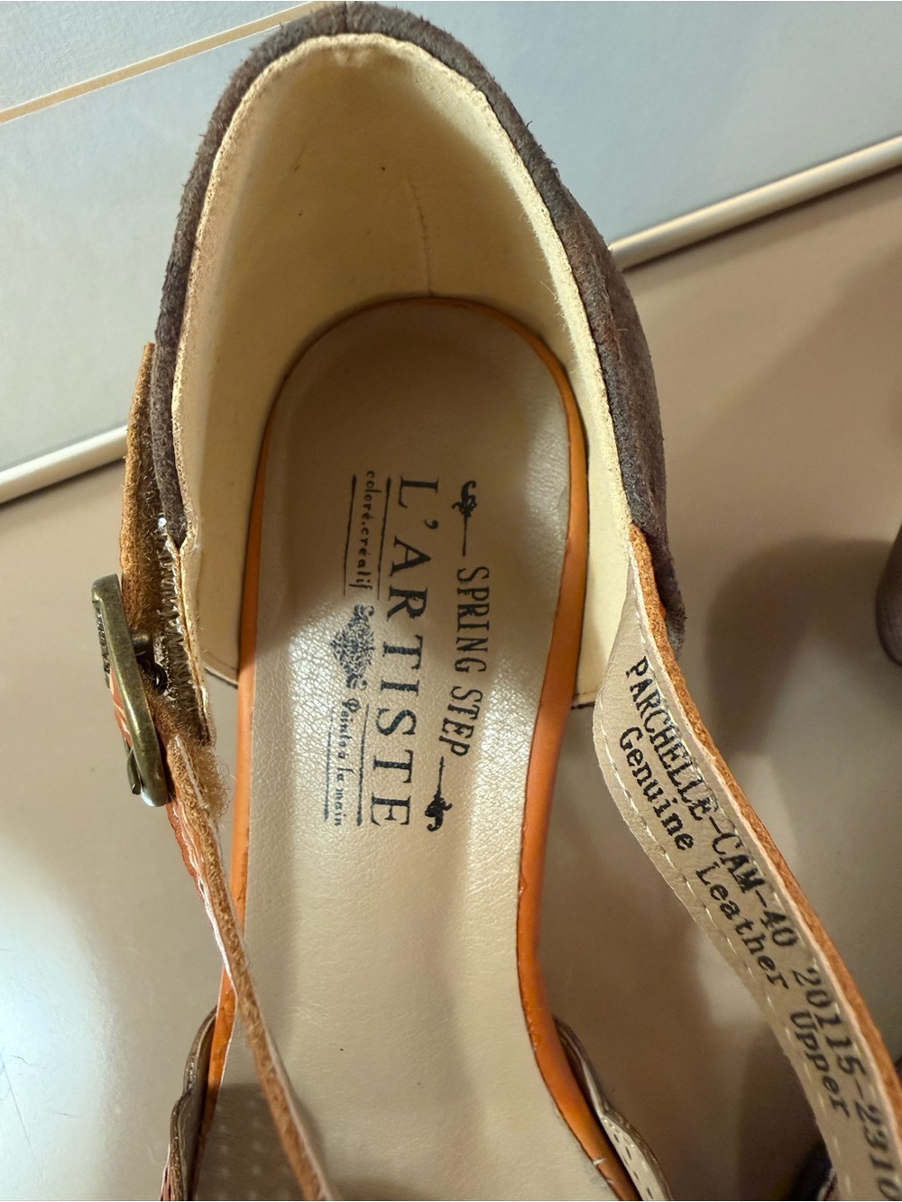 L'Artiste by Spring Step Parchelle Mary Jane Pumps Orange Camel Size 40 - Picture 6 of 10